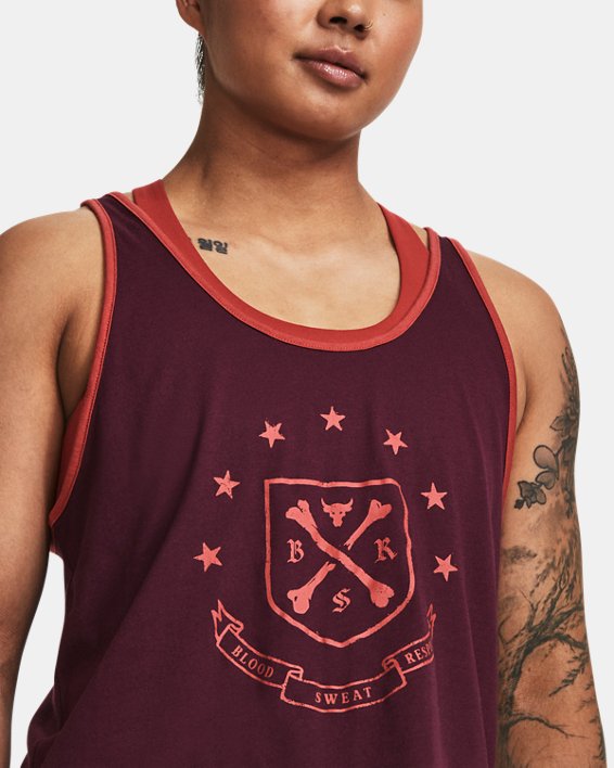 Women's Project Rock Arena Tank in Maroon image number 3